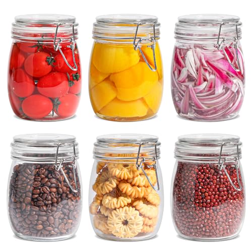 ComSaf 6Pack 25oz Round Glass Mason Jars with Lids Airtight Canning Jars for Preserving Pickling MultiPurpose Storage Containers for Kitchen Bathroom Laundry Ideal Housewarming Gift Set - Image 1