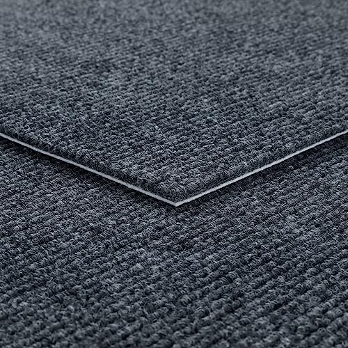 Livelynine 16pcs Carpet Tiles Dark Grey Carpet Squares with Padding Attached Garage Carpet Flooring Anti Slip Washable Rug Tiles for Floor Tile Bedroom Rubber Square Rug Non Slip Padded 118x118 - Image 1