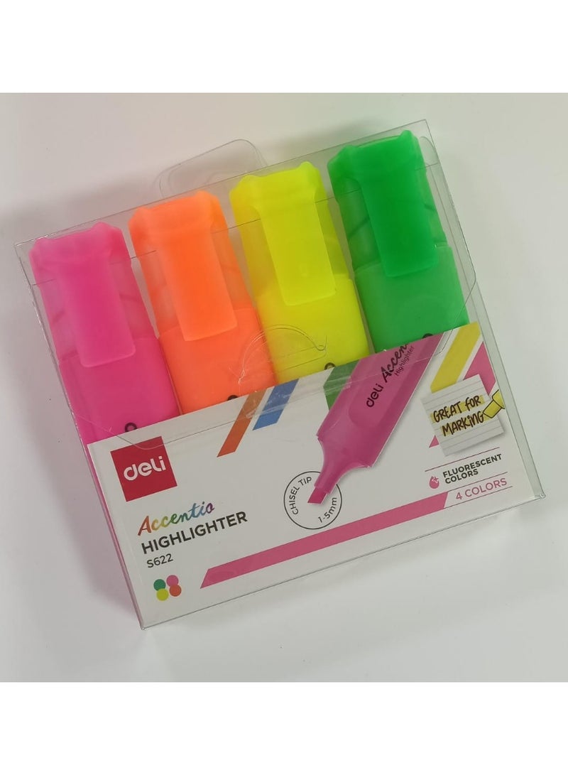 ديلي أقلام تظليل متعددة الألوان من ديلي S622، عبوة من 4 قطع - Image 1