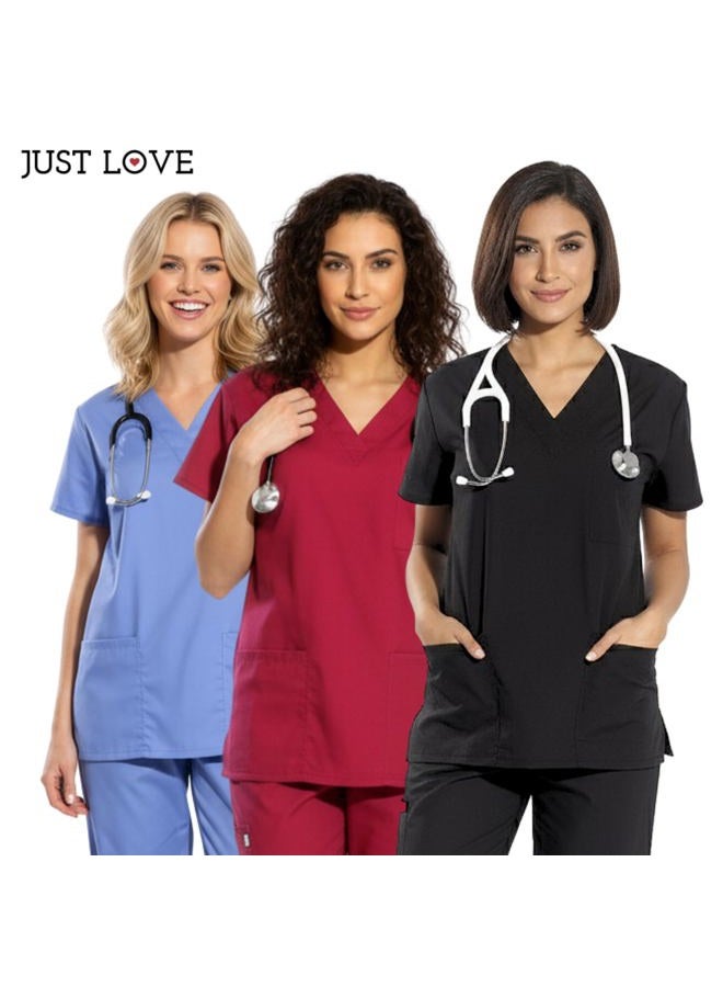 Just Love Women's Six Pocket Medical Scrubs Set (V-Neck with Cargo Pant), Coral, 3X - Image 4