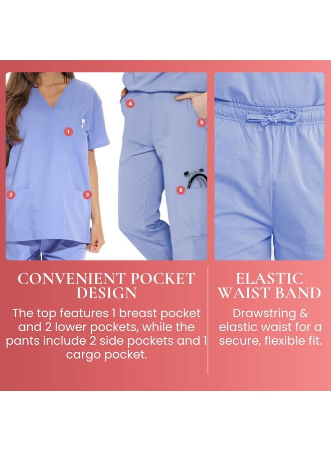 Just Love Women's Six Pocket Medical Scrubs Set (V-Neck with Cargo Pant), Coral, 3X - Image 2
