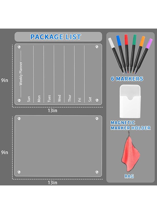 erorex Magnetic Acrylic Dry Erase Board For Refrigerator Acrylic Calendar For Fridge Weekly Monthly Acrylic White Board For Fridge Includes 6 Markers Pen Holder And Rag Weekly Planner + Blank  - Image 3