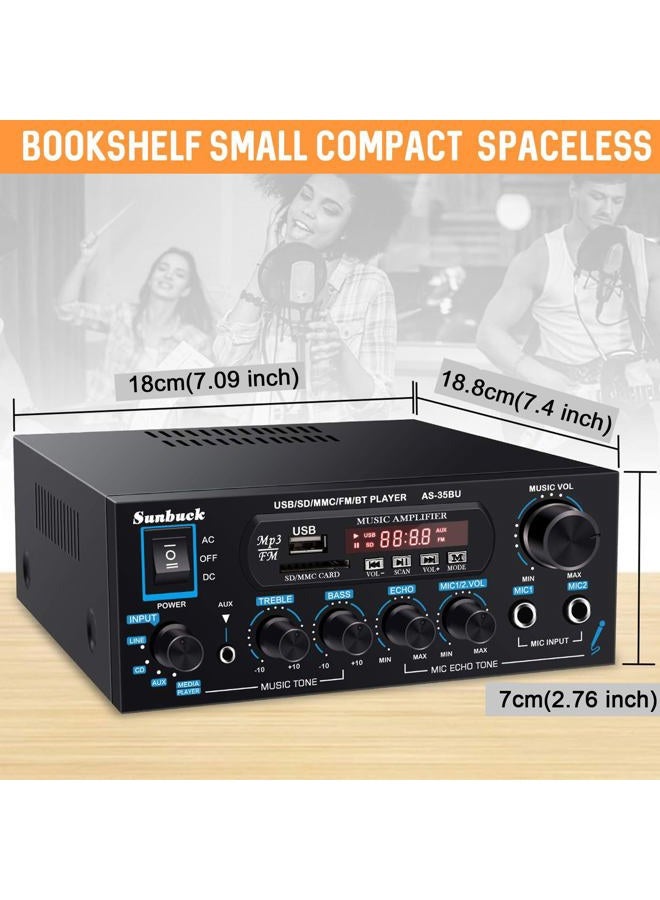 Sunbuck Small Amplifier, 400Wx2 Stereo Receiver for Home Audio, Optical/Coaxial Jacks for TV/CD/DVD/LP/PC, Support 192kHz Audio, Bluetooth Amplifier with RCA/USB/FM/AUX, Receiver for Speaker, AS-35BU - Image 5