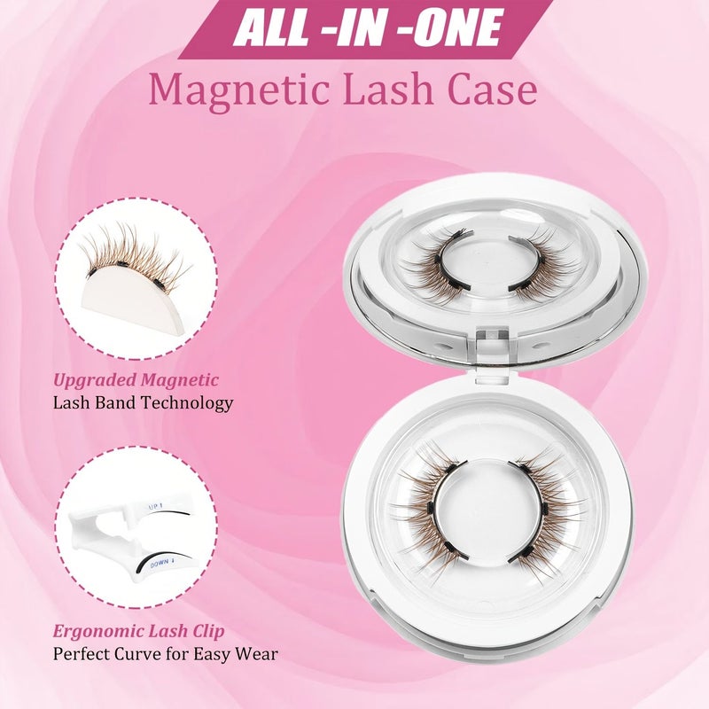 2 Pairs Brown Magnetic False Eyelashes Reusable Natural Look No Glue Required Easy To Apply With Eyelash Curler - Image 3