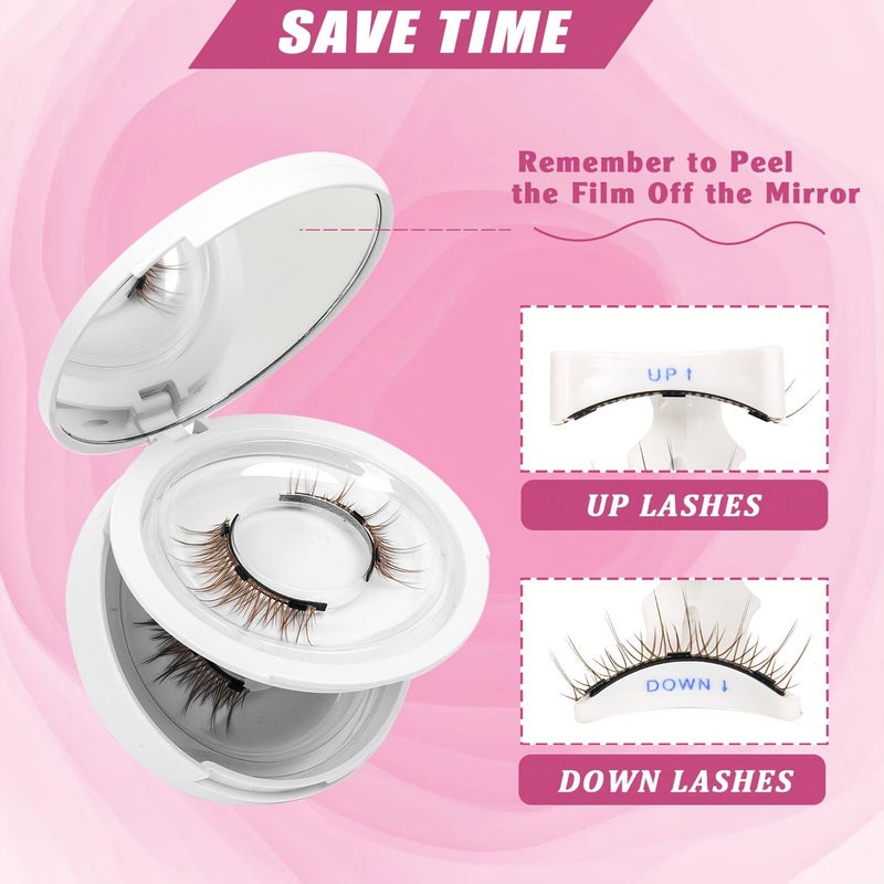 2 Pairs Brown Magnetic False Eyelashes Reusable Natural Look No Glue Required Easy To Apply With Eyelash Curler - Image 4