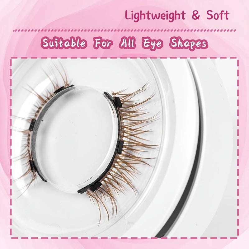 2 Pairs Brown Magnetic False Eyelashes Reusable Natural Look No Glue Required Easy To Apply With Eyelash Curler - Image 5