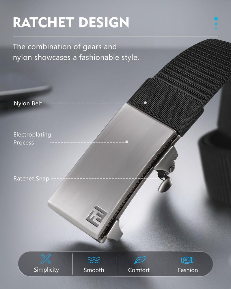 FAIRWIN Ratchet Belts for Men - Nylon Web Belt for Golf Tactical Work Casual, Adjustable Webbing with Ratcheting Buckle - Image 2