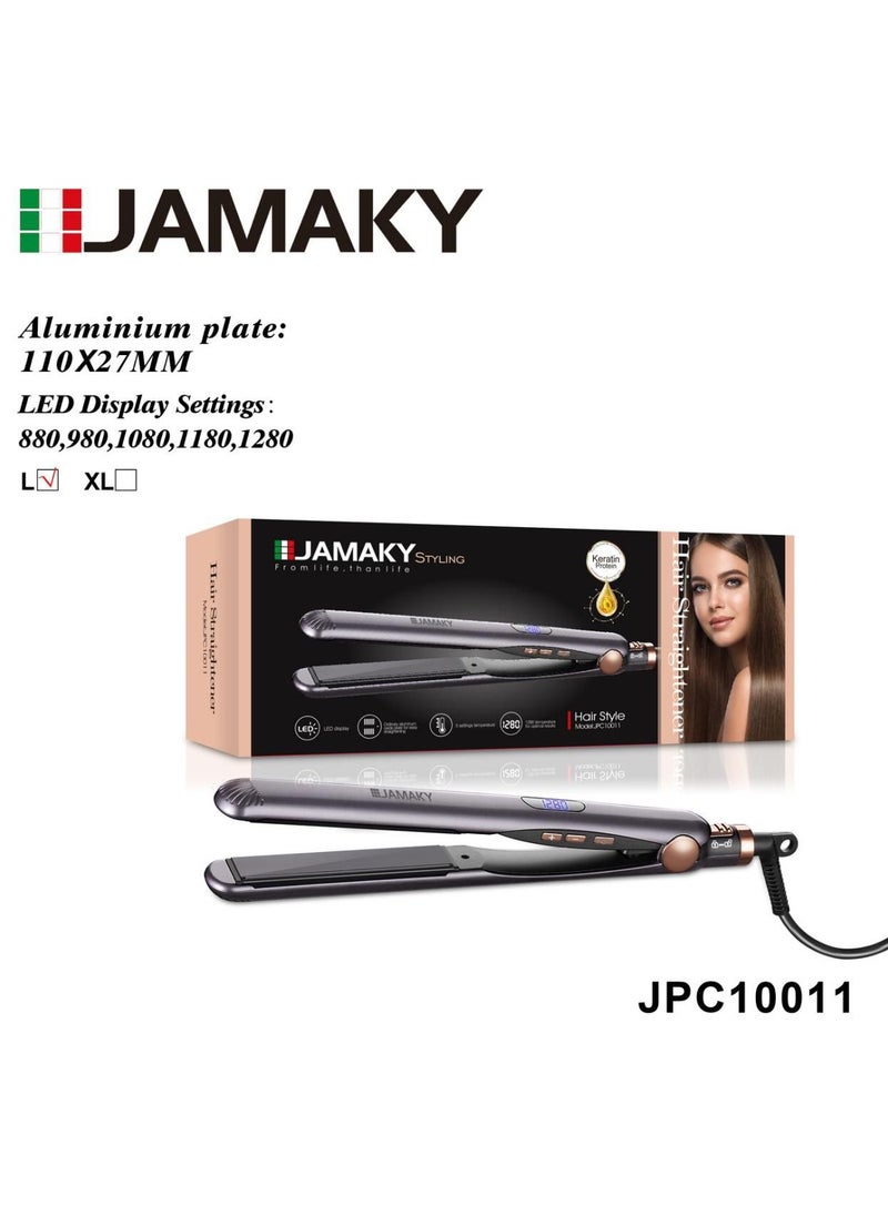 Jamaky Italy جهاز كي فرد الشعر السيراميك من جاماكي بشاشه ديجيتال سخونة تصل 1280 درجة فهرنهايت (ايطالي) JMK10011 