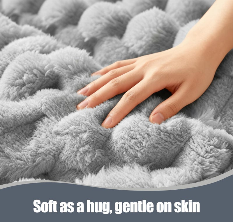 Eastsora Heated Blanket Throw 50" x 60" Soft Ribbed Faux Fur Flannel Fast Heating 12 Heat Levels 1â€“12H Timer & Overheat Protection & Auto Shut-Off & ETL FCC & Machine Washable Heated Throw - Image 5