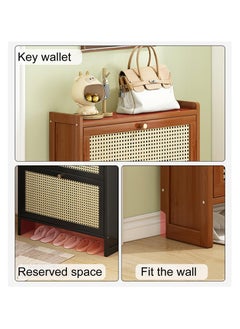 XICEN Shoe Cabinet,Shoe Storage Organizer, Wooden Shoe Rack for Door, Free Standing Shoe Racks for Entryway, 2&3 Flip Drawers Rattan Shoe Organizer  - Image 4
