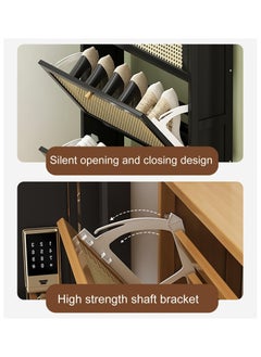 XICEN Shoe Cabinet,Shoe Storage Organizer, Wooden Shoe Rack for Door, Free Standing Shoe Racks for Entryway, 2&3 Flip Drawers Rattan Shoe Organizer  - Image 5