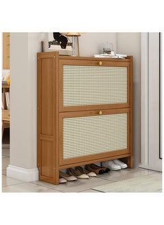 XICEN Shoe Cabinet,Shoe Storage Organizer, Wooden Shoe Rack for Door, Free Standing Shoe Racks for Entryway, 2&3 Flip Drawers Rattan Shoe Organizer  - Image 1