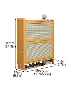 XICEN Shoe Cabinet,Shoe Storage Organizer, Wooden Shoe Rack for Door, Free Standing Shoe Racks for Entryway, 2&3 Flip Drawers Rattan Shoe Organizer  - Image 2