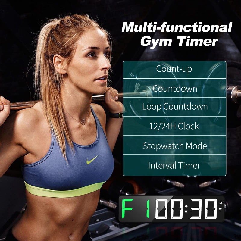 ANJANK Gym Timer 15" Large LED Display Wall Clock | Interval Workout | Countdown & Up | Stopwatch | 12 Adjustable Volume | 3 Installation Ways | Digital Timer for Fitness Home Garage Gym and Outdoor Sport - Image 3