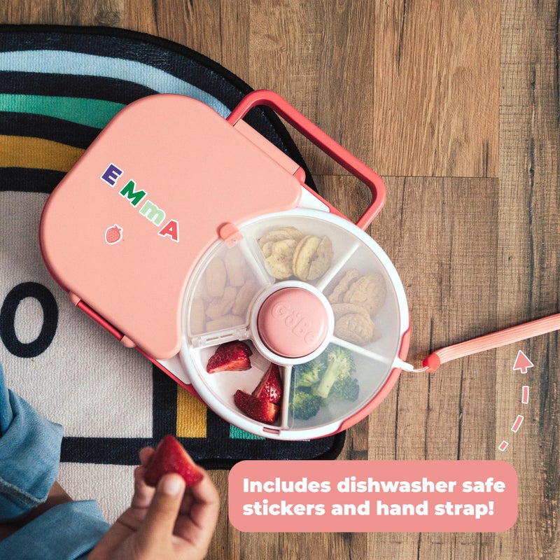 غوبي GoBe Kids Lunchbox with Small Snack Spinner Flip - Bundle with Hand Strap  Sticker Sheet, 2-in-1 Bento Style Lunch Container, 5 Small +1 Large Sandwich Compartment, BPA  PVC Free- Macaron Blue - Image 5