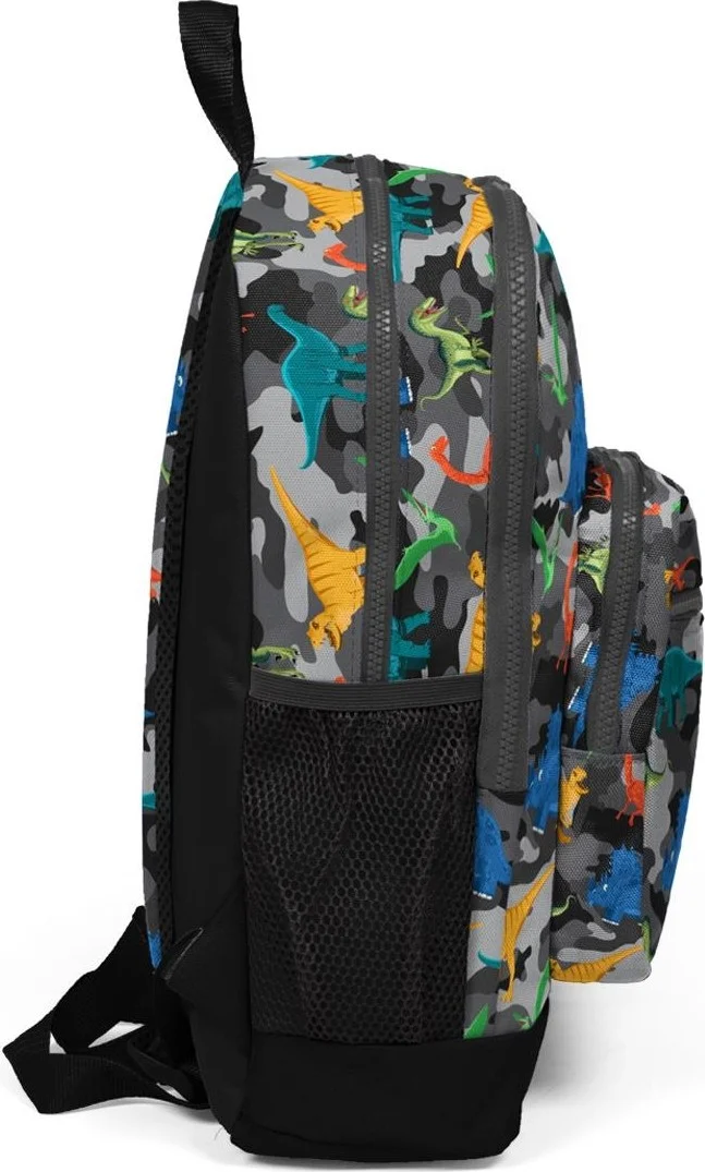 CORAL HIGH Kids Gray Dinosaur Patterned School Backpack with USB Charging and Headphone Output 23286