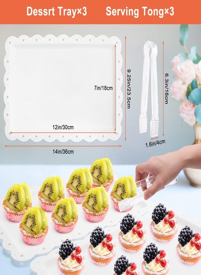 Coitak 8 Pieces Cupcake Stand Set, 2 PCS 3 Tier Cupcake Stands with 3 PCS Appetizer Trays, 3 PCS Serving Tongs, Dessert Tower Tray for Tea Party - Image 3