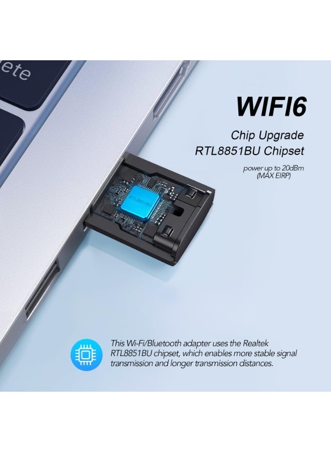 AX900M USB WiFi 6 Adapter for Laptop,2 in 1 Bluetooth 5.3 Dual Band 5/2.4Ghz Wireless Network Adapter ，Built-in Driver for PC/Laptop/Desktop 4dBi Antenna Compatible with Windows 10/11 - Image 4