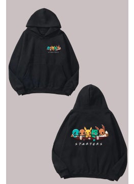 The Wert Unisex Pokemon Pikachu Design Front Back Printed Regular Fit Black Sweatshirt  - Image 1