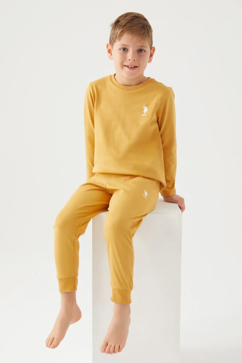 يو اس بولو اسن Boys' Two-Piece Set Dark Mustard