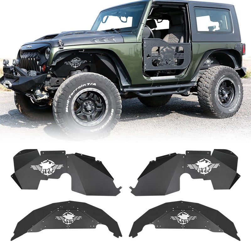 JROAD Soldier FrontRear Inner Fender Liners Aluminum compatible with Jeep Wrangler 0718 JK JKU Sports Sahara Rubicon 24Door
