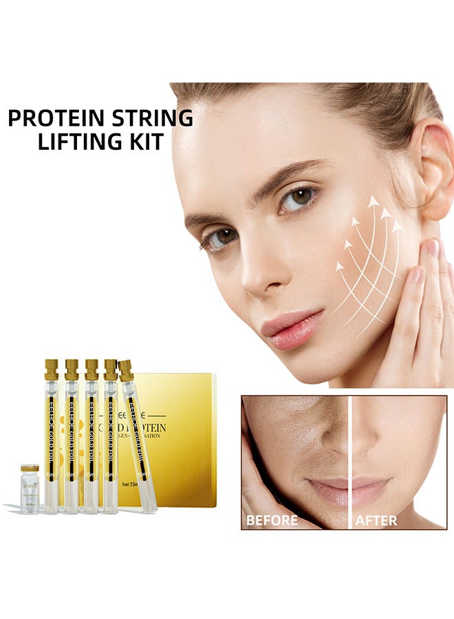 EELHOE Instalift Protein Thread Lifting Set, Soluble Protein Thread and Nano Gold Essence Combination, Absorbable Collagen Thread for Face Lift, Reverse Collagen Serum for Face, Smoothing Firming Moisturizin - Image 2