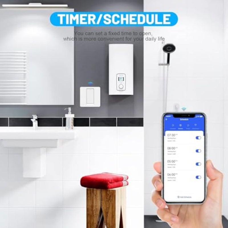 20A Smart WiFi/Bluetooth Water Heater Switch, Smart Boiler Switch, Voice Control, APP Remote Control, Compatible with Alexa and Google Home, Neutral Wire Required - Image 5