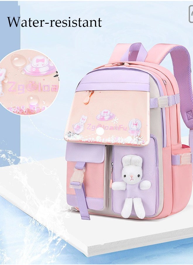 DUNISO - Girl's School Backpack Waterproof Book Bag with Compartments for Teen Girl Kid Students Elementary School Kids' School Bag With Large Capacity and Reflective strip - Image 1