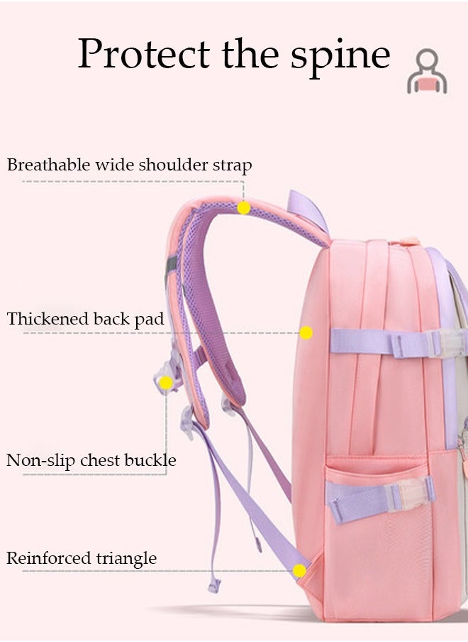 DUNISO - Girl's School Backpack Waterproof Book Bag with Compartments for Teen Girl Kid Students Elementary School Kids' School Bag With Large Capacity and Reflective strip - Image 1