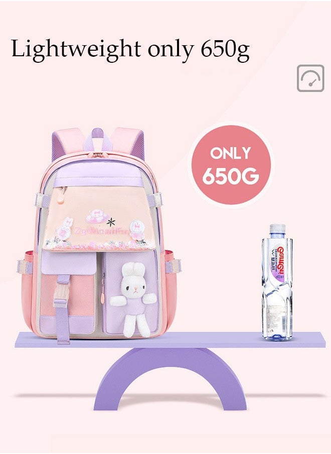 DUNISO - Girl's School Backpack Waterproof Book Bag with Compartments for Teen Girl Kid Students Elementary School Kids' School Bag With Large Capacity and Reflective strip - Image 1