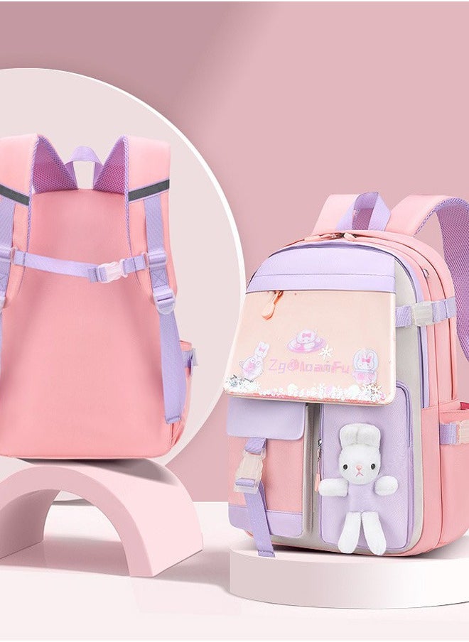 DUNISO - Girl's School Backpack Waterproof Book Bag with Compartments for Teen Girl Kid Students Elementary School Kids' School Bag With Large Capacity and Reflective strip - Image 1