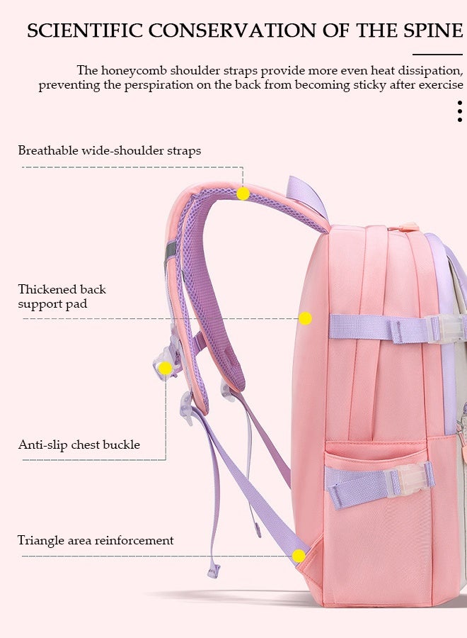 DUNISO حقيبة ظهر مدرسية للبنات حقيبة كتب مقاومة للماء مع مقصورات للفتيات المراهقات والأطفال وطلاب المدارس الابتدائية حقيبة مدرسية للأطفال بسعة كبيرة وشريط عاكس - Image 4