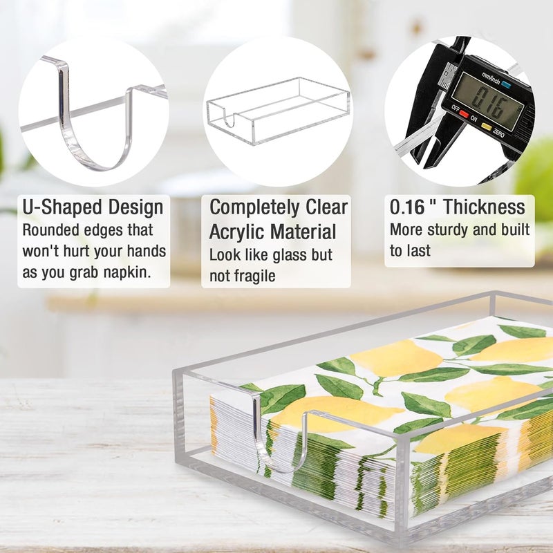bryantye Napkin Holder, Acrylic Napkin Holder for Table Clear Hand Towel Holder for Bathroom 9x5x1.8 Inch Napkin Tray for Kitchen Dinner Hotel, Acrylic Tray for Paper Napkin, Bathroom Accessories - Image 5