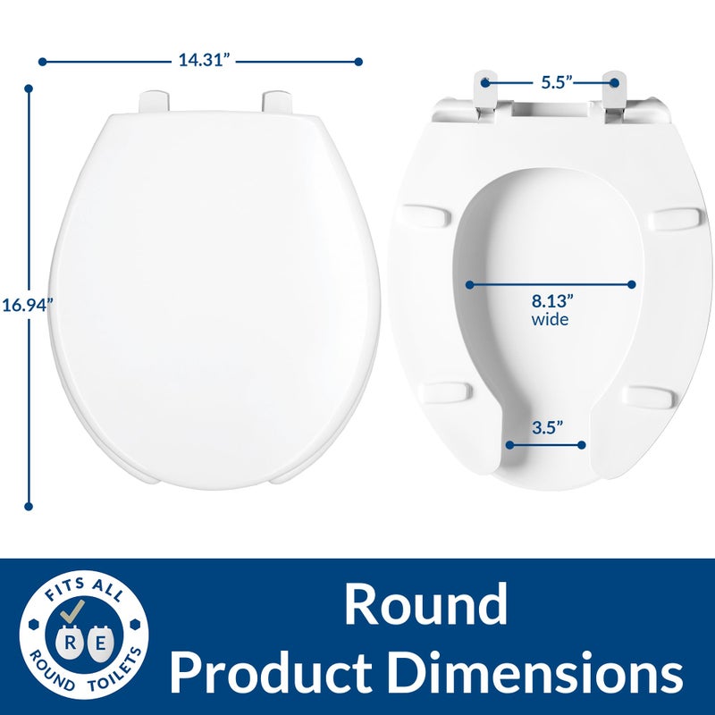 BEMIS 7750TDG 000 Commercial Heavy Duty Open Front Toilet Seat with Cover that will Never Loosen & Reduce Call-backs, ROUND, Plastic, White - Image 3