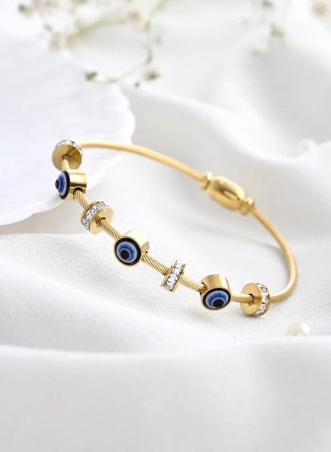 كارات كارت سوار كارات كارت مطلي بالذهب مرصع بالزركونيا المكعبة على شكل عين الحسد للنساء - Image 3