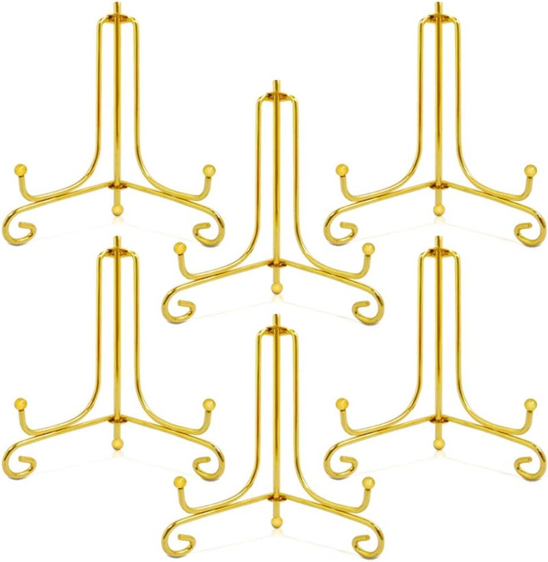 Sonku 6 Pcs Display Stand, 4 Inch Gold Iron Display,Photo Holder Stand,Decorative Plates,Displays Picture Frames,Artworks - Image 1