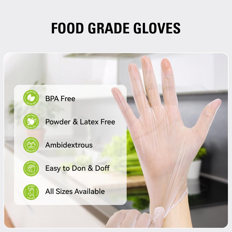 SWIFTLITE Disposable Vinyl Gloves, Food Safe, Latex-Free Powder-Free Clear Plastic Gloves for Cooking, House Clean, Food Prep (200, Medium) - Image 4