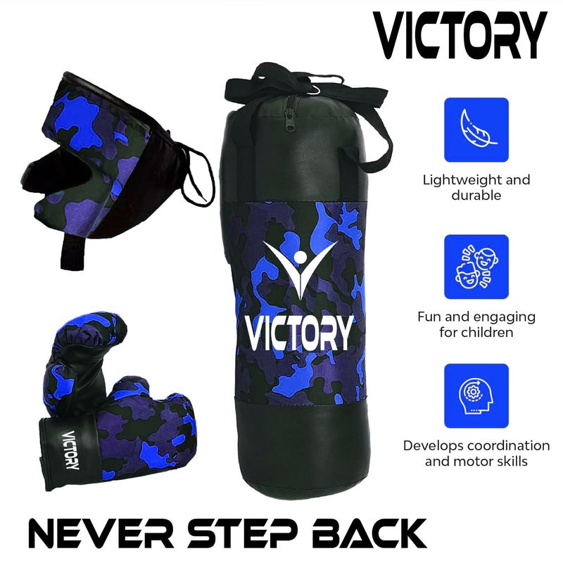 Victory Boxing Kit for Kids| Pack of 4 (Boxing Gloves, Head Guard & Filled Punching Bag) | Boxing Training Punching Bag for Boys & Girls | - Image 3