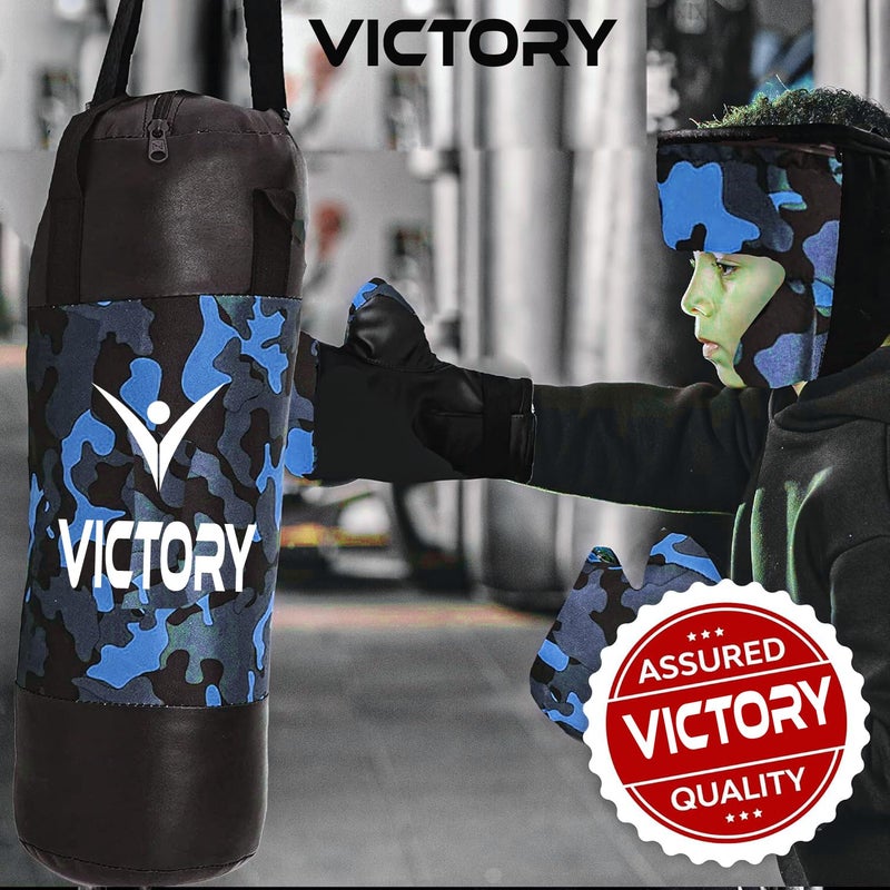 Victory Boxing Kit for Kids| Pack of 4 (Boxing Gloves, Head Guard & Filled Punching Bag) | Boxing Training Punching Bag for Boys & Girls | - Image 4