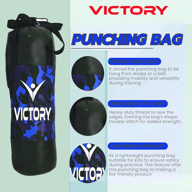 Victory Boxing Kit for Kids| Pack of 4 (Boxing Gloves, Head Guard & Filled Punching Bag) | Boxing Training Punching Bag for Boys & Girls | - Image 2
