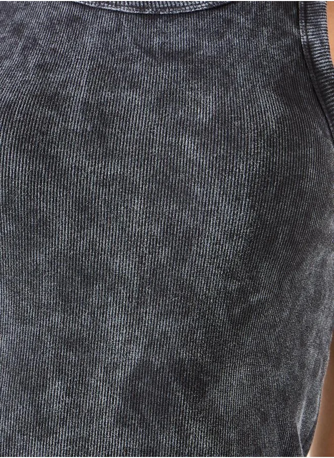 ستايلي Ribbed Acid Wash Racerback Tank Top