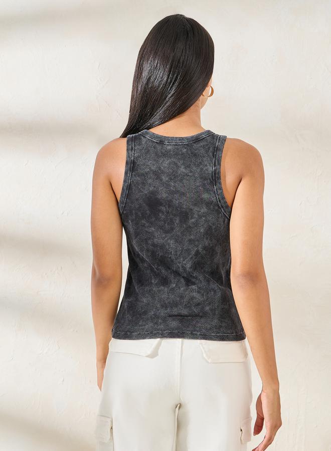 Ribbed Acid Wash Racerback Tank Top