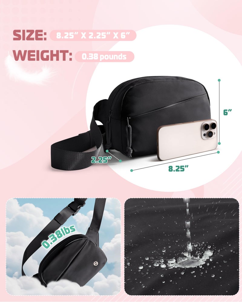 Smasrob Fanny Pack for Women, Crossbody Sling Bag Waist Bag with Multiple Pockets and Adjustable Strap, Black - Image 4