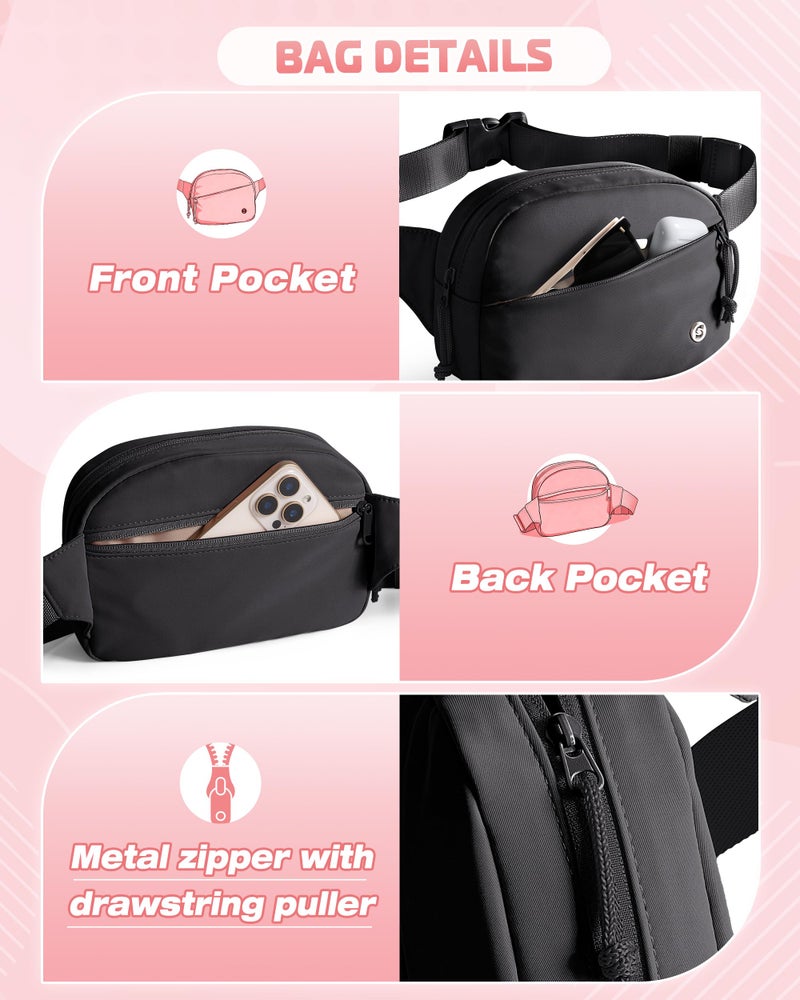 Smasrob Fanny Pack for Women, Crossbody Sling Bag Waist Bag with Multiple Pockets and Adjustable Strap, Black - Image 3