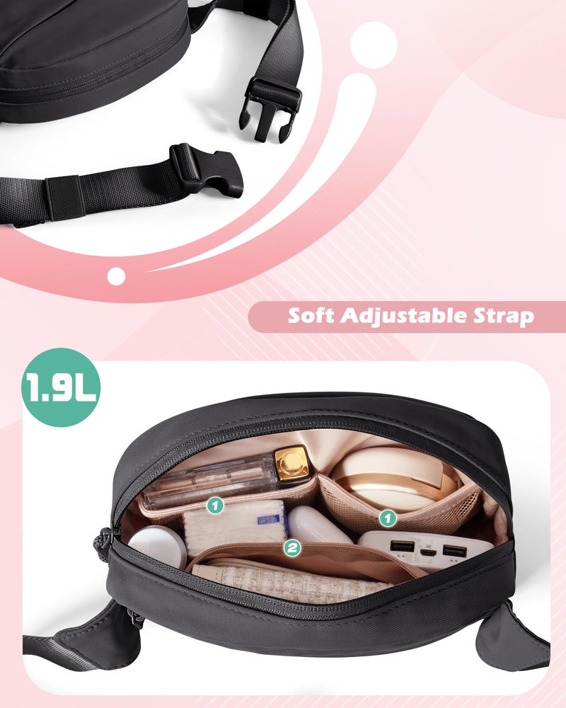 Smasrob Fanny Pack for Women, Crossbody Sling Bag Waist Bag with Multiple Pockets and Adjustable Strap, Black - Image 2
