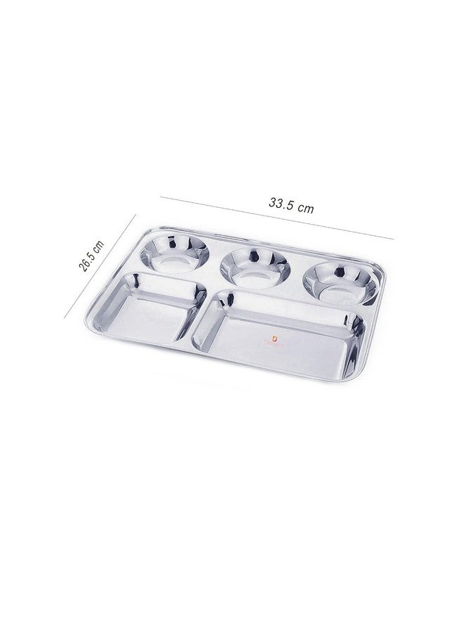 Dharam Paul Traders Stainless Steel Plates/Compartment Plate/Steel thali/Dinner Plate/Bhojan thali Set of 6 - Image 5