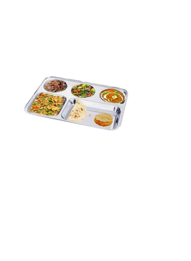 Dharam Paul Traders Stainless Steel Plates/Compartment Plate/Steel thali/Dinner Plate/Bhojan thali Set of 6 - Image 2