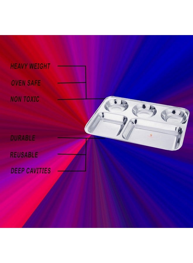 Dharam Paul Traders Stainless Steel Plates/Compartment Plate/Steel thali/Dinner Plate/Bhojan thali Set of 6 - Image 3