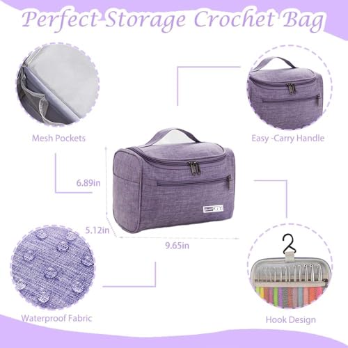 Yarniss Crochet Kits for Beginners with Instruction, All-Inclusive Crochet Set Include 840 Yards Yarn&14 Sizes Crochet Hooks, Crocheting Kit for Adult with Bag,Purple - Image 5