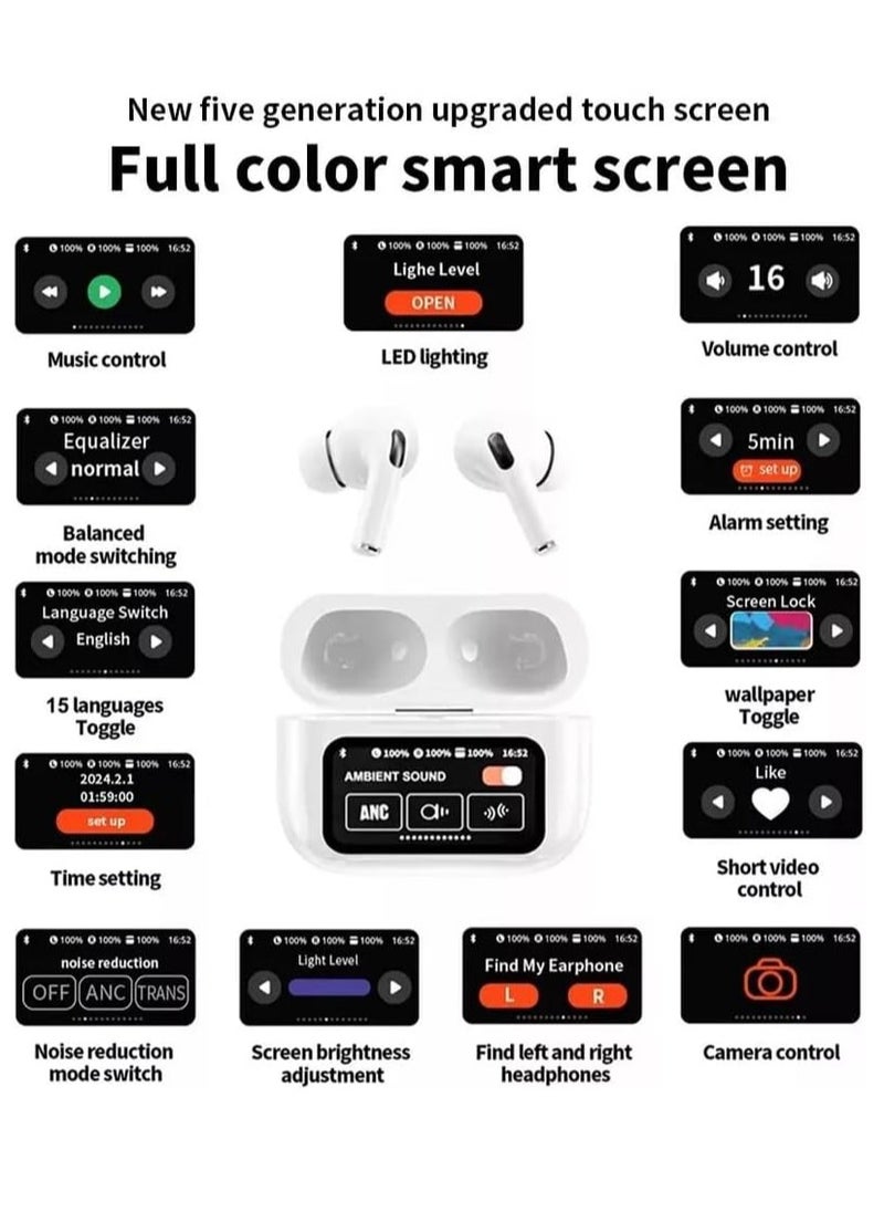 Generic - A9 Pro TWS Touch Screen Wireless Earbuds – Bluetooth Active Noise Cancelling Sport Headphones - Image 1